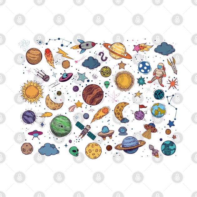 Solar System, Galaxy, Planet, Aliens, Vintage by Unicorn Artist