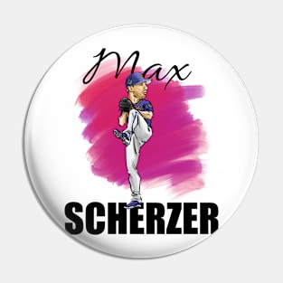 Max Scherzer Cartoon Baseball Player MLB (black text) Pin