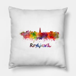 Reykjavik skyline in watercolor Pillow