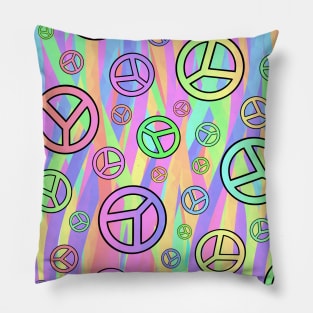 COLORFUL Retro Trippy Peace Sign Pillow