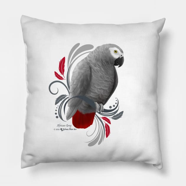 African Grey Parrot Pillow by Sylvanmistart