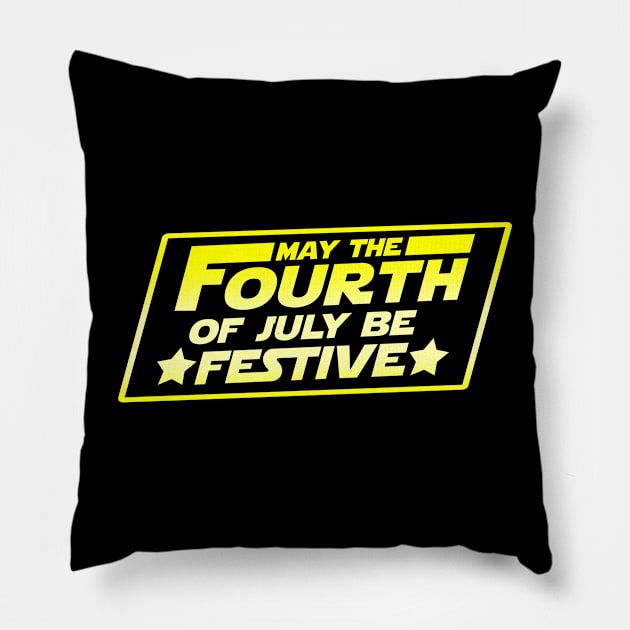 May The 4th Of July Independence Day Slogan Pillow by BoggsNicolas