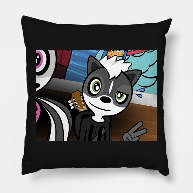 Melville the Guitarist Skunk (Variant 2) Pillow by MOULE