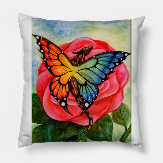 Rose Dragon Pillow by Draconisa Art