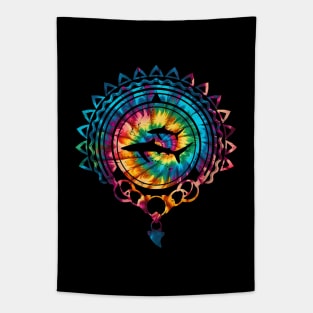 Blue Shark Rainbow Tie Dye Tapestry