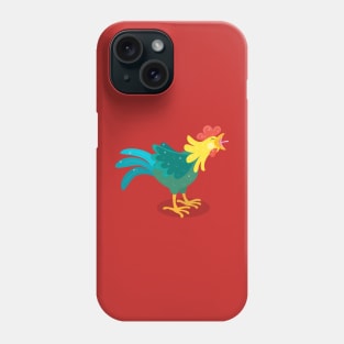 Cute crowing rooster cartoon illustration Phone Case