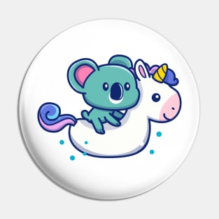 Cute Koala With Swim Ring Unicorn Pin