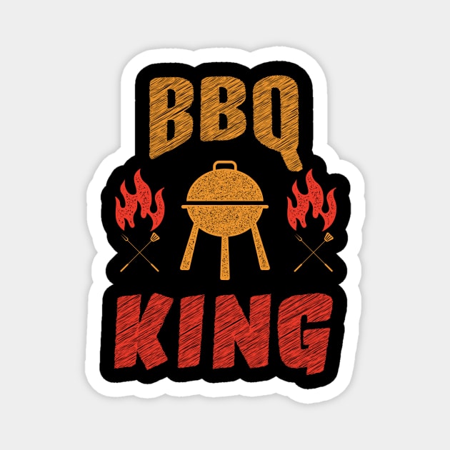 BBQ KING design / funny grilling lover / Grill Master BBQ Grilling / barbecue Magnet by Anodyle