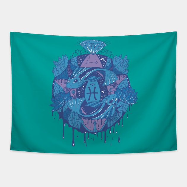 Mountain Blue Mystic Pisces Motion Tapestry by kenallouis