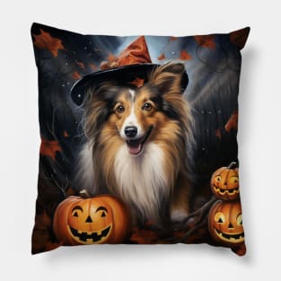 Shetland Sheepdog Halloween Pillow