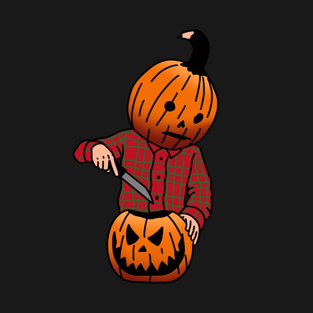 Pumpkin Boy Carving a Friend by drawingsbydarcy