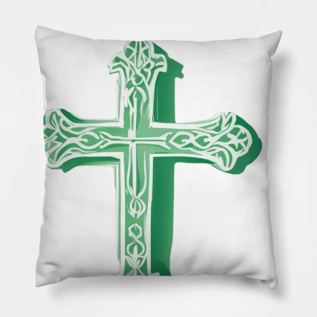 Cross Pastel Green Shadow Silhouette Anime Style Collection No. 214 Pillow by cornelliusy