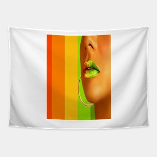 Lips in pastel lines Tapestry