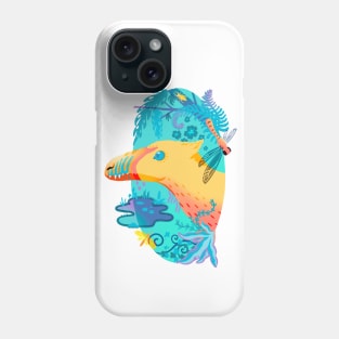 Yellow Feathered Velociraptor with Cretaceous Plants Phone Case