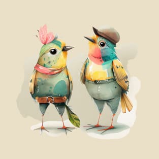Pair of funny dressed birds T-Shirt