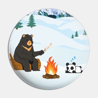 Bear and Panda in winter Pin