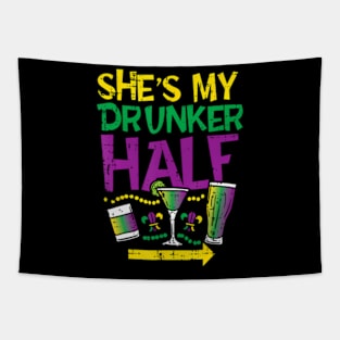 Shes My Drunker Half Matching Couple Boyfriend Mardi Gras Tapestry