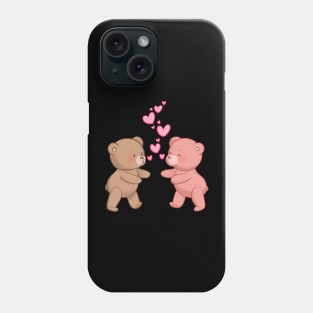 Cute Bears in Love Going to Kiss and Hug Phone Case