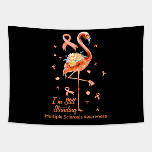 Flamingo I’m Still Standing Multiple Sclerosis Awareness, Orange Ribbon Tapestry