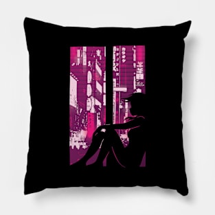 CYBERPUNK GIRL SILHOUETTE Pillow