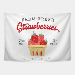 Vintage Farm Fresh Strawberries Tapestry