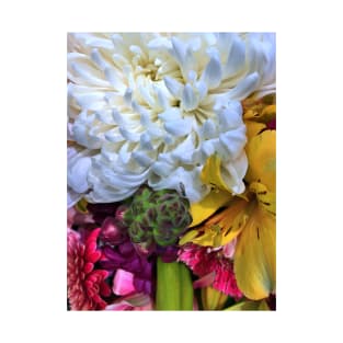 Bouquet of White, Yellow, Pink, Purple and Green Flowers - Beautiful Floral Photo T-Shirt