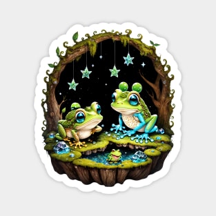 Cave Frogs And Glowing Crystals Magnet