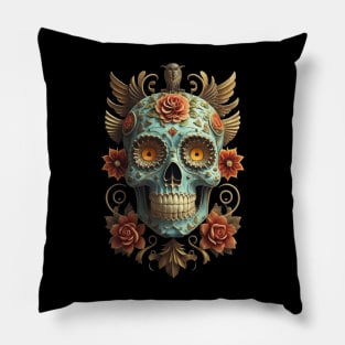 Sugar Skull Dia de los Muertos Mexican Day Of The Dead Tattoo Art Culture Punk Rock Goth Skeleton Pillow