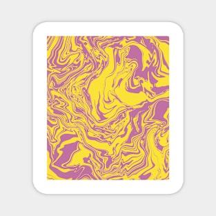 Pink and Yellow Liquid Swirls Retro Pattern Magnet