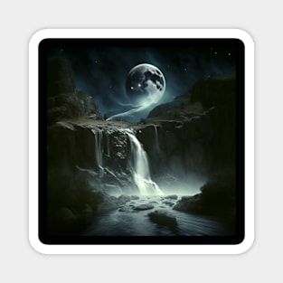 Fantasy world with moon waterfall Magnet