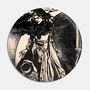 Woman with Crescent Moon Pin