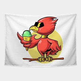 Cool bird eating ice cream cone Tapestry