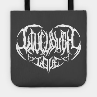 White Live Laugh Love Death Metal Logo Tote