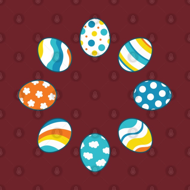 Eggs | Yellow Orange Blue | Stripes | Dots | Clouds | Brown by Wintre2