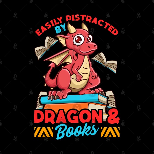 Cute Dragon And Books Nerds Gift Book Lovers Book Nerd by Proficient Tees