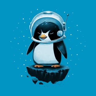 Space Penguin in Blue T-Shirt