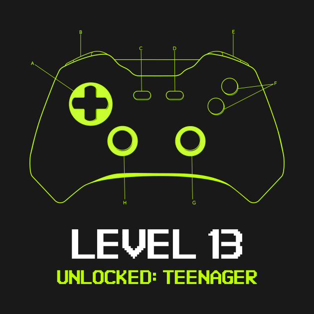 Teenager 13th Birthday design Level 13 Unlocked by Cyberchill