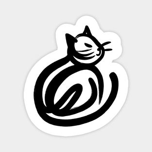 Stick figure cat in black ink Magnet