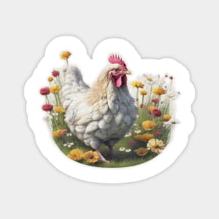 Hen in flower Magnet