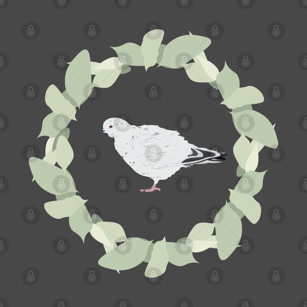 White Pigeon in Leaf Circle by One Creative Pup