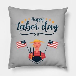 Happy Labor Day, American Flag Labor Day,Military,Patriotic, American Flag Gift, Graphic Tee, Merica, Labor Day Pillow