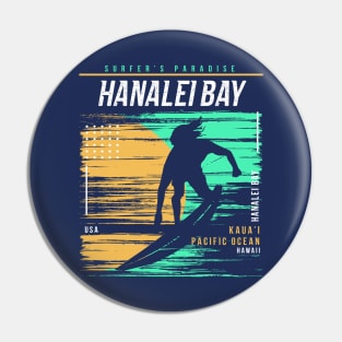 Retro Surfing Hanalei Bay Kauai Hawaii // Vintage Surfer Beach // Surfer's Paradise Pin