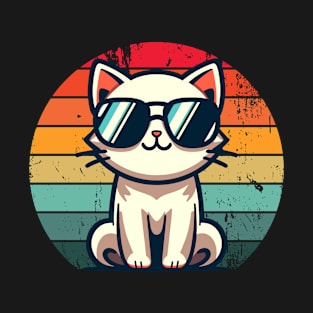 Retro Cat in Sunglasses Novelty Funny Cat T-Shirt