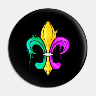 Green, Golden and Purple Fleur De Lis Pin