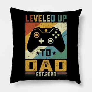 Vintage Leveled Up To Dad Est.2020 Pillow