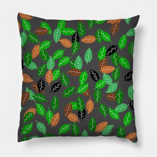 Green, black and brown leaves pattern Pillow