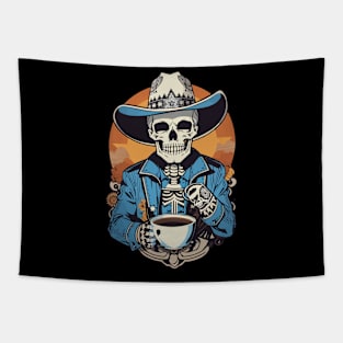 Sunset Cowboy Skeleton Tapestry