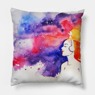 Space music Watercolor Pillow