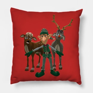 Christmas Elf Deer & Reindeer Pillow