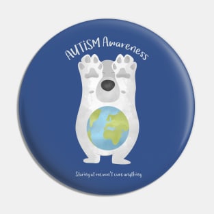 Autism Awareness Earth Bear Pin